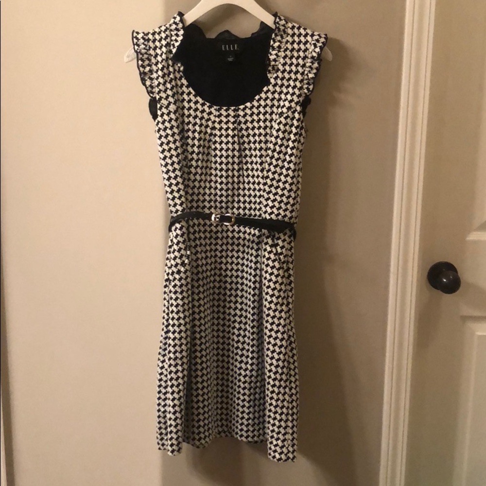Elle houndstooth scalloped top dress.